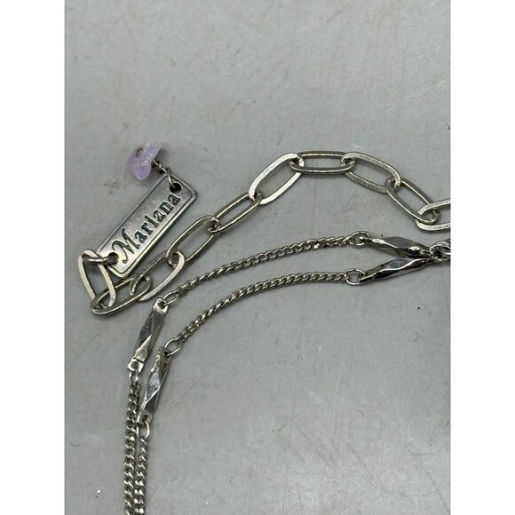 Mariana cross double chain necklace handmade crystal green floral 19" READ NEW - Picture 5 of 6